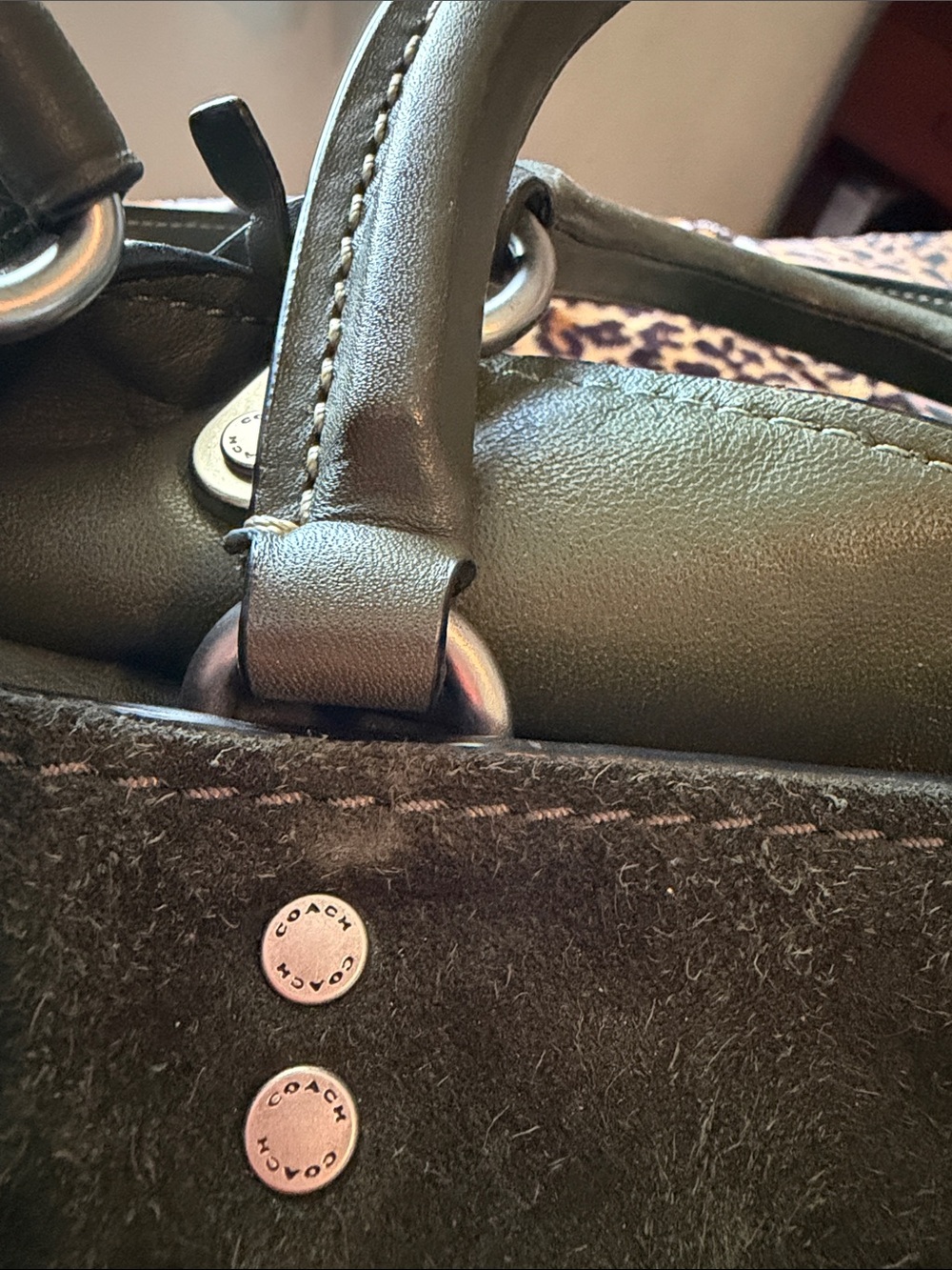 Coach Olive Green Suede Fringe Shoulder Bag - Picture 3 of 8